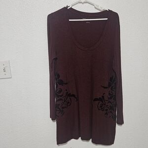Soft Surroundings tunic top with velvet details size large